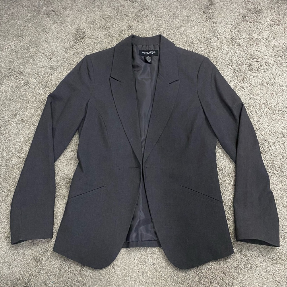 Larry Levine Dark Gray Single-Button Women's Blazer